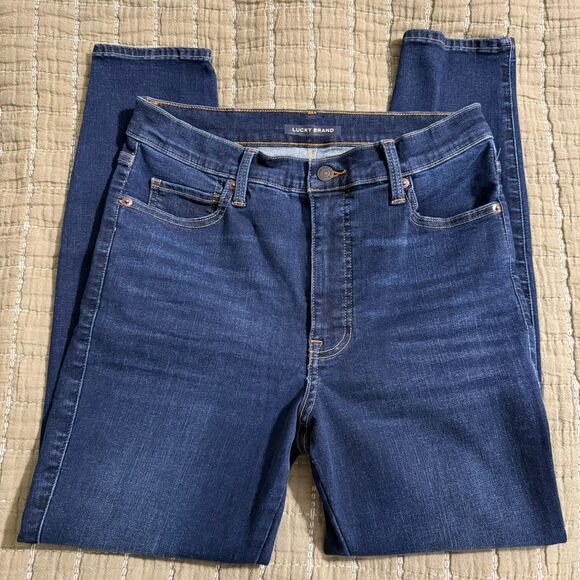 Lucky Brand Uni Fit High Rise Skinny Ankle Jean Dark Wash 30-32A Petite - Picture 2 of 10